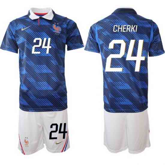 Men France 2026 FIFA World Cup Blue Soccer Jersey #24 Rayan Cherki